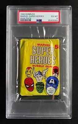 1966 年 Donruss 漫威超级英雄密封蜡包 - PSA 6 - 全新板 — 第 1/2 张图片