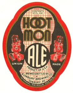 HOOT MON ALE BEER LABEL T SHIRT SUNBURY BREW SUNBURY PA SIZES SMALL-XXXLARGE (F - Picture 1 of 1