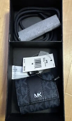 NEW MICHAEL KORS Gifting AIRPOD MK Logo Case Admiral Blue w/Lanyard 1, 2 Pro Gen - Image 1 of 2