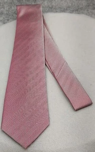 Herrenkrawatte ROSA FISCHGRÄTMUSTER Hochzeit Trauzeugen SILBER Jacquard Seidenkrawatte NEU - Bild 1 von 9