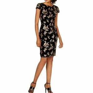 CALVIN KLEIN Velvet Sequin Embellished Sheath Dress Sz 4 NWT$188 CD8BYP9X - Picture 1 of 7