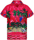 Funky Hawaiihemd Shirt Herren Parrot Kurzarm Brusttasche Hawaiianshirt