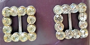Vintage Rhinestone and Silver Metal Shoe/belt Buckles - Picture 1 of 2