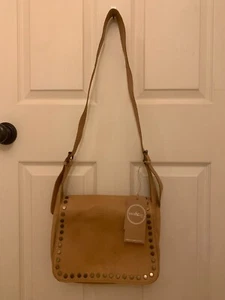 Bolso Bandolera/Hombro MO & CO. Cuero Beige Miel Tachonado Nuevo con Etiquetas - Imagen 1 de 3