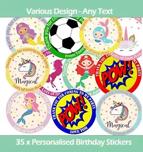 Personalised Birthday Stickers Labels Thank You For Coming To My Party Round 35 - Picture 1 of 25