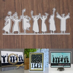 Troquel de corte de bordes con telón de fondo de escena de celebración de graduados - diplomas de graduación - Imagen 1 de 19