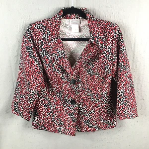 Renaissance Jacket Women Small White Red Black Abstract Art Blazer Office Career - Picture 1 of 19