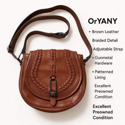 OrYanny Brown Leather Braided Crossbody Saddle Bag Adjustable Strap Crossbody - Image 1 of 4