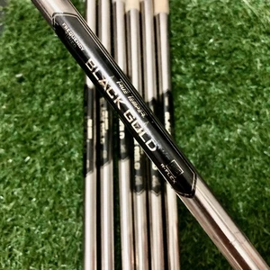 Set of 7 True Temper Black Gold Steel Stepless iron Shaft .355" Tip Regular Flex - Bild 1 von 6