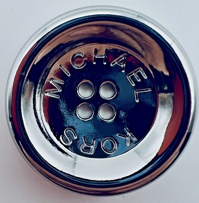 Michael Kors Replacement Button Silver Tone Metal Round 4-hole Signature EUC - Image 1 of 3