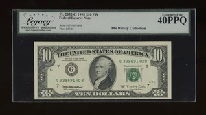 DBR 1995 $10 FRN Chicago Fr. 2032-G Legacy XF-40 PPQ Serial G33969140B - Picture 1 of 2