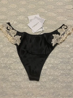 Tanga de seda La Perla Maison Collection L negro marfil Foto 1 de 3