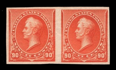 MOMEN US STAMPS #229P5 IMPERF PAIR PROOF MINT OG LH PF CERT LOT #94854 - Image 1 of 3