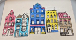 Embroidered Quilt Block Panel "Urban City Border" - Picture 1 of 1