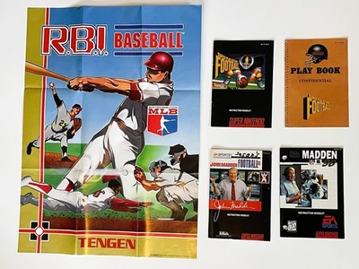 SNES Madden Football 93 and 95, Super Play Action Football Manuals, RBI Baseball - Image 1 of 4