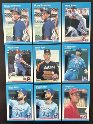 1987 Fleer  Lot Of (48) 17 HOF Boggs, Ryan, Schmidt, Smith- MINT - Image 1 of 4