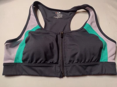 Sujetador deportivo Fila grande cremallera inalámbrico correr espalda deportiva activa yoga R Foto 1 de 4