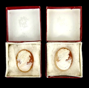 Vintage Giovanni Italien 2 Kameen im Originalkarton Torre del Greco-Fr Shpn - Bild 1 von 4