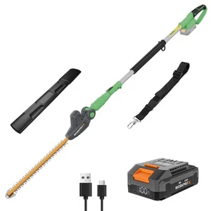 WORKPROX Tagliasiepi telescopico a Batteria 20V con Batteria da 2,0 Ah e Cavo di - Foto 1 di 24