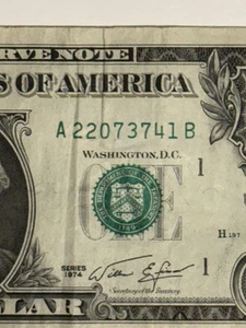 1974 Dollar Bill Boston Massachusets $1 Circulated Old Note Over 50 Years ¥ - Picture 1 of 10