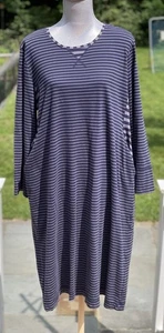 Vestido Gudrun Sjoden Azul Púrpura Rayas Algodón Orgánico Tejido Bolsillos Mujer Talla XL - Imagen 1 de 11