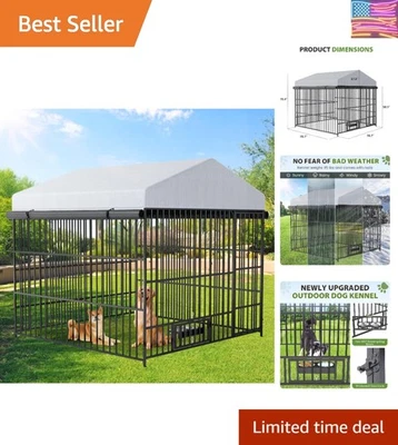Large Dog Run Enclosure with Stable Design & Elevated Cleaning Feature, 81"x77" - Image 1 of 4