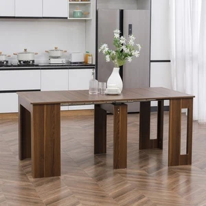 HOMCOM Dining Table Folding Table Extendable Kitchen Table Side Table Brown - Picture 1 of 10