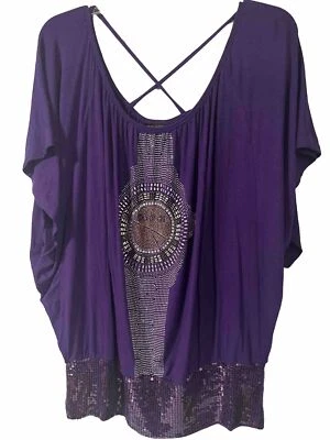 Женский фиолетовый топ/блузка COOGI размер S блестки вискоза/спандекс см. описание, размер - Изображение 1 из 4