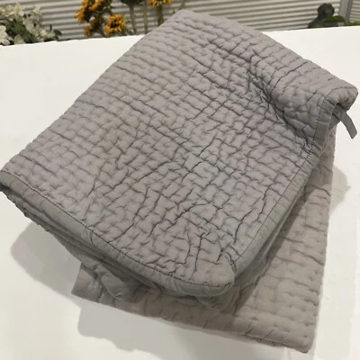 Garnet Hill Pewter Gray Silk  Standard Pillow Cover Tie Back - Image 1 of 4