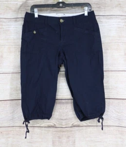 Y2K Dockers Womens Size 8 Ruched Cropped Capris Pants Black - Picture 1 of 11