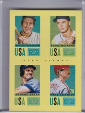 2014 PANINI GOLDEN AGE #24 QUAD STAMPS SCHMIDT & BRETT & MATHEWS & B. ROBINSON