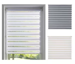 Duo Rollo Doppelrollo klemmfix ohne Bohren Seitenzugrollo weiß, beige & grau - Bild 1 von 8