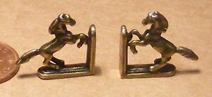 Antiqued Metal Horse Bookends Tumdee 1:12 Scale Dolls House Miniature Shelf 384