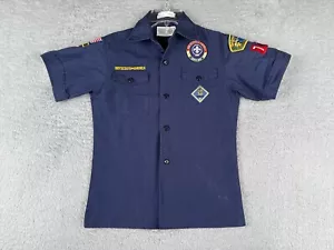 Boy Scouts of America Shirt Youth Medium Blue Short Sleeve Cub Button Up READ - Picture 1 of 15