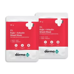 The Derma Co 1% Kojic Acid + Arbutin Face Serum Sheet Mask 20g Each (Pack of 2) - Picture 1 of 8