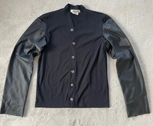 Comme Des Garcons Cardigan Punching Leather Layered Black Cardigan AD2010 - Picture 1 of 9