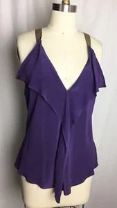 Anthropoloie Tea & Hunny 100% SILK Purple Sleeveless Blouse Top Shirt Medium - Picture 1 of 4