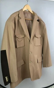[PAUL FREDRICK Men's Coat] Size XXL - Beige w/ Brown Patched Elbows - Button Up - Picture 1 of 6
