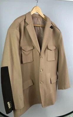 [PAUL FREDRICK Men's Coat] Size XXL - Beige w/ Brown Patched Elbows - Button Up - Image 1 of 4