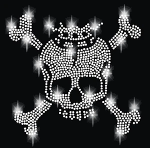 STRASSSTEINE TOTENKOPF SKULL PIRAT SCHÄDEL BÜGELBILD HOTFIX APPLIKATION BEINE - Imagen 1 de 5