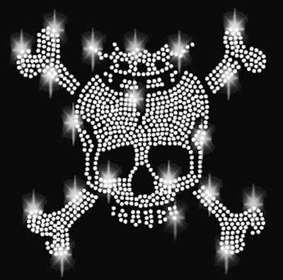 PIEDRAS DE PEDRERÍA CALAVERA PIRATA CRÁNEO IMAGEN PARA PLANCHAR HOTFIX APLICACIÓN PATAS - Imagen 1 de 4