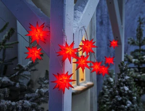 LED-Lichterkette Weihnachtsstern rot 2,70 m lang 10 rote Sterne mit je 19 Zacken - Bild 1 von 4