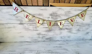Believe Metal Christmas Pennant Garland, 45” - Picture 1 of 12