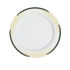 8" White Round Plates Hunter Green Gold Trim Party Wedding Disposable Tableware