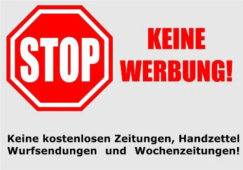 INDIGOS UG 2 Briefkastenaufkleber - Keine Werbung! Keine kostenlosen Zeitungen, 74x52 auf05