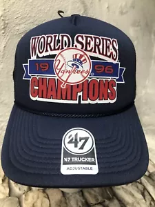 MLB 47 NY YANKEES Baseball Snapback 1996 WORLD SERIES CHAMPIONS Trucker Hat NEW - Picture 1 of 11