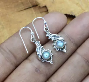 Labradorite 925 Solid Sterling Silver Hook Earring - Picture 1 of 4
