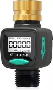 Water Flow Meter Brass Inlet GPM Garden Hose Watering Measure Gallon/Liter Usage - Picture 1 of 1