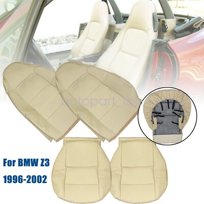 2 fundas de asiento delanteras de cuero beige envolventes completas para BMW Z3 1996 1997 1998 1999 Foto 1 de 4