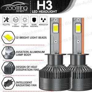 2 Pcs H3 LED Headlight Super Bright Bulbs Kit 120W 48000LM HIGH/LOW Beam 6500K - Bild 1 von 13